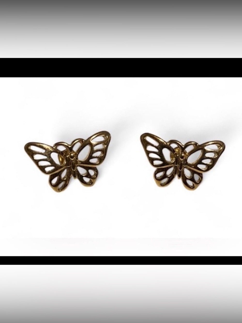 Gold Tone Pierced Butterfly Earrings #7595 💎